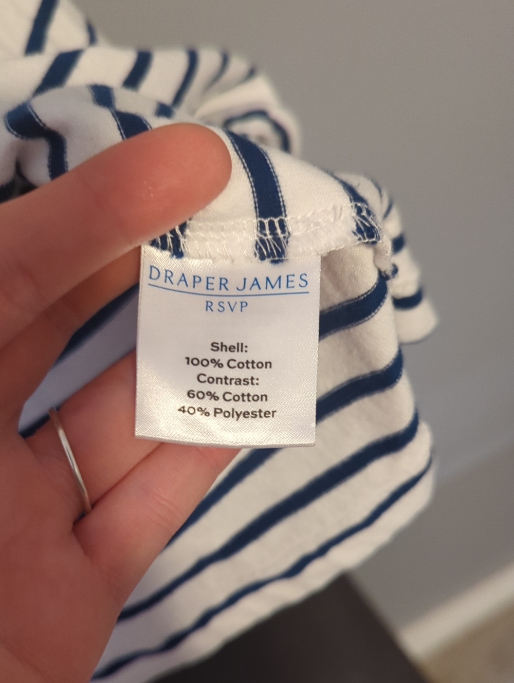 Draper James White & Navy Striped Sleeveless Casual Dress Gold Buttons XL - Picture 6 of 10